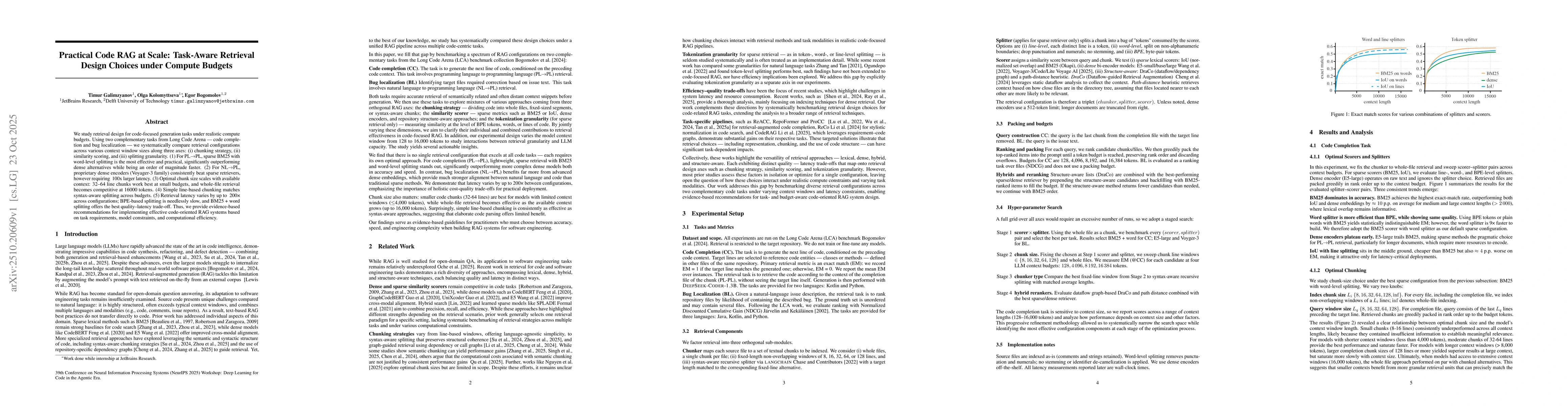 Thumbnail for Practical Code RAG at Scale: Task-Aware Retrieval Design Choices under
  Compute Budgets