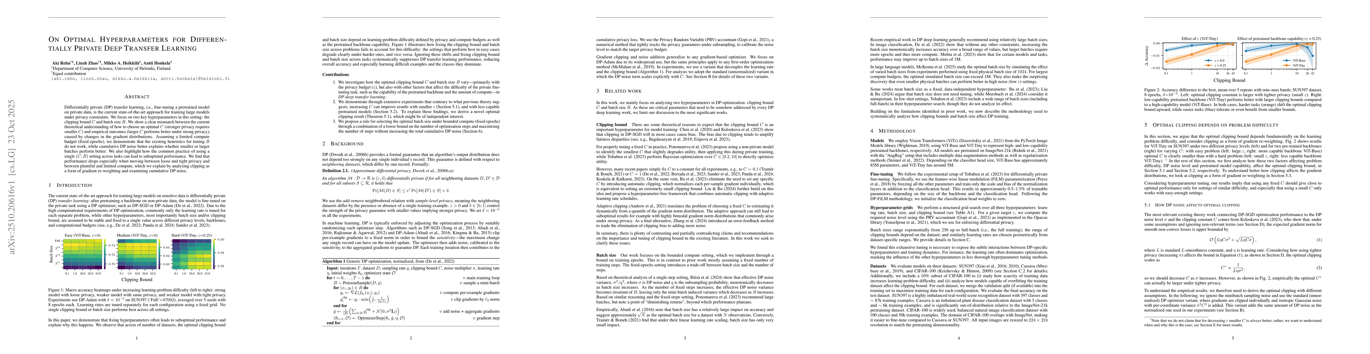 Thumbnail for On Optimal Hyperparameters for Differentially Private Deep Transfer
  Learning