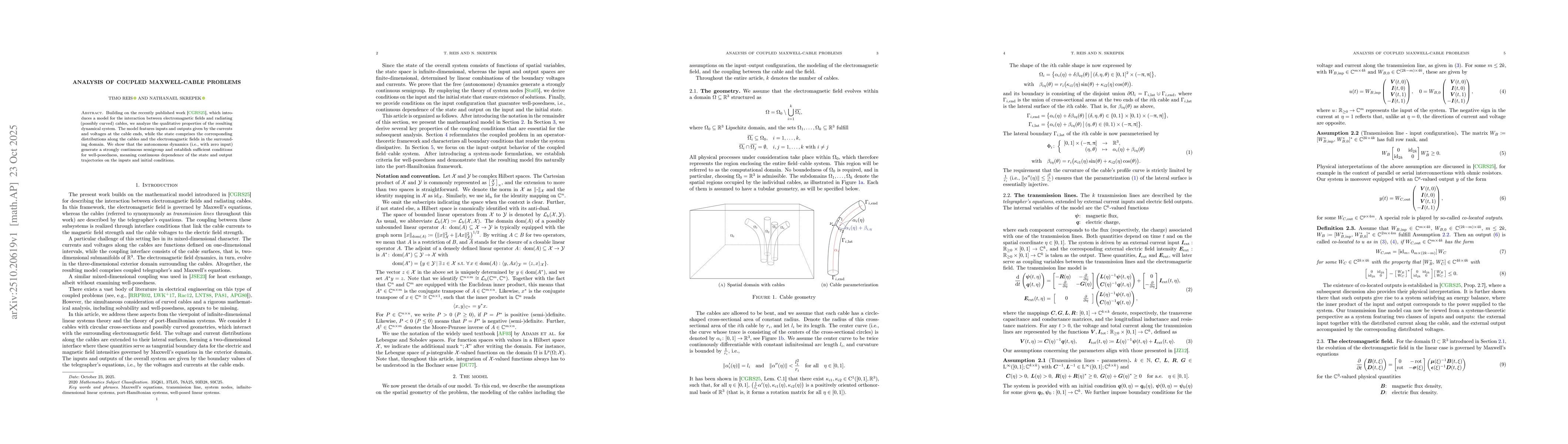 Thumbnail for Analysis of coupled Maxwell-cable problems