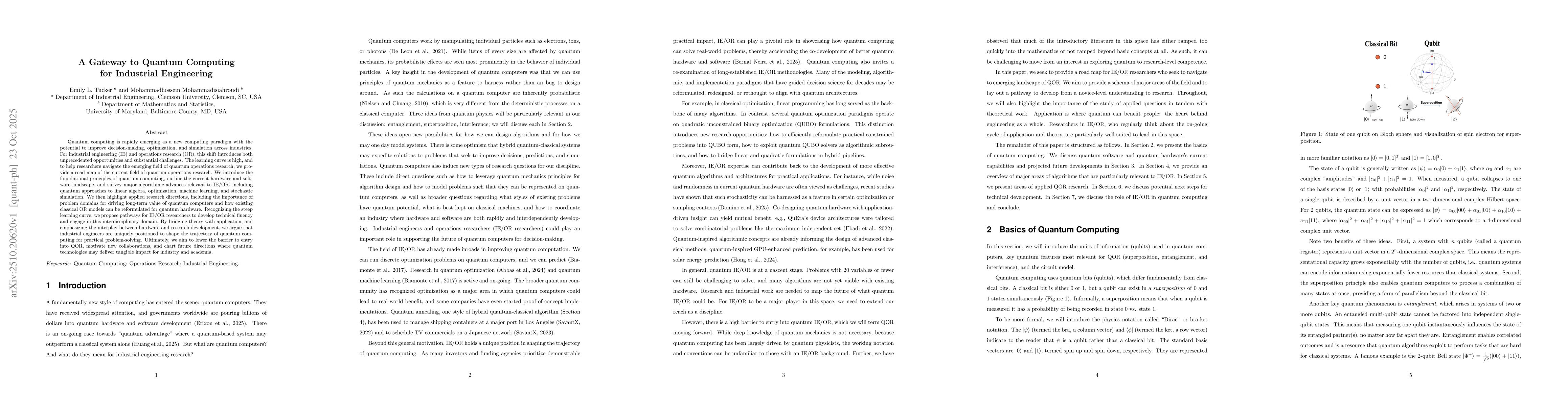 Thumbnail for A Gateway to Quantum Computing for Industrial Engineering