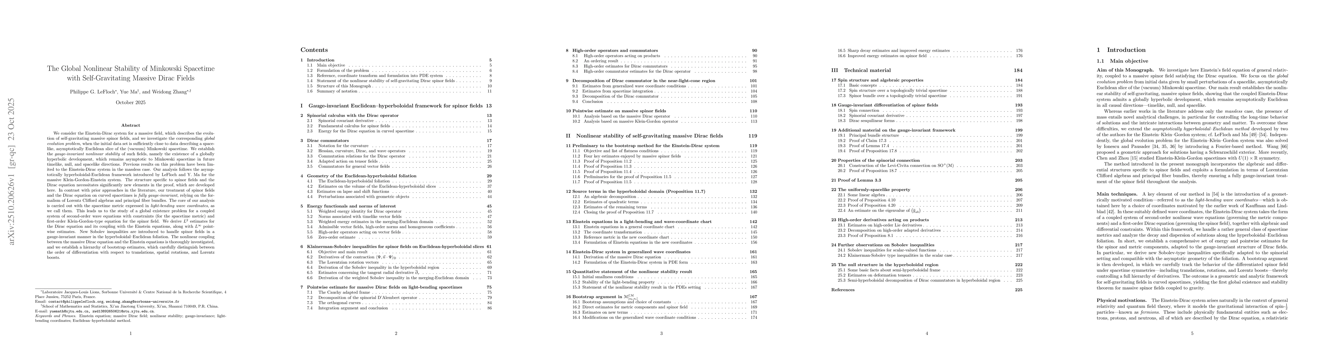 Thumbnail for The global nonlinear stability of Minkowski spacetime with
  self-gravitating massive Dirac fields