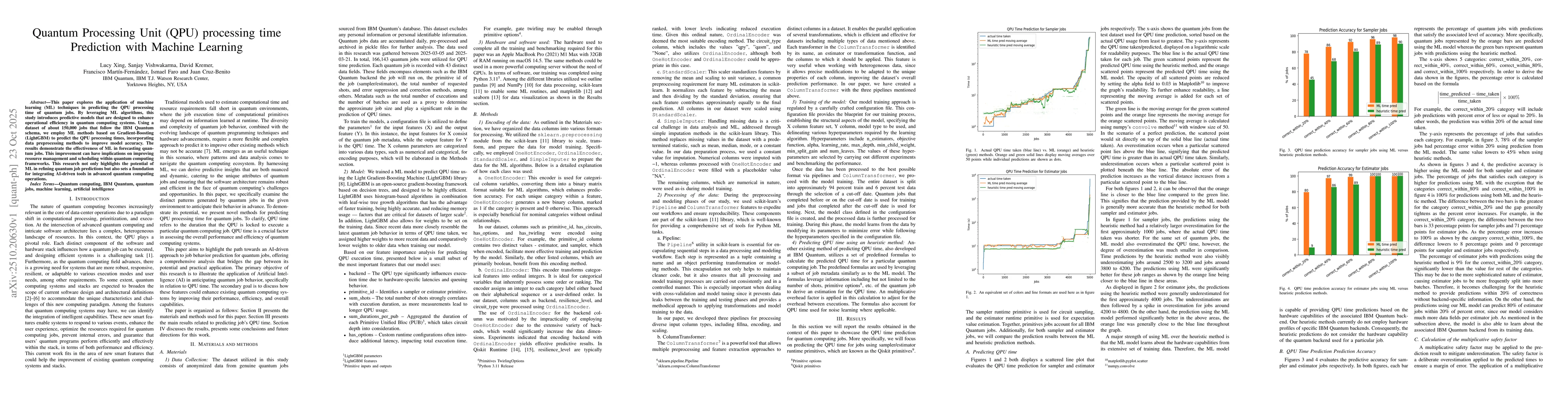 Thumbnail for Quantum Processing Unit (QPU) processing time Prediction with Machine
  Learning