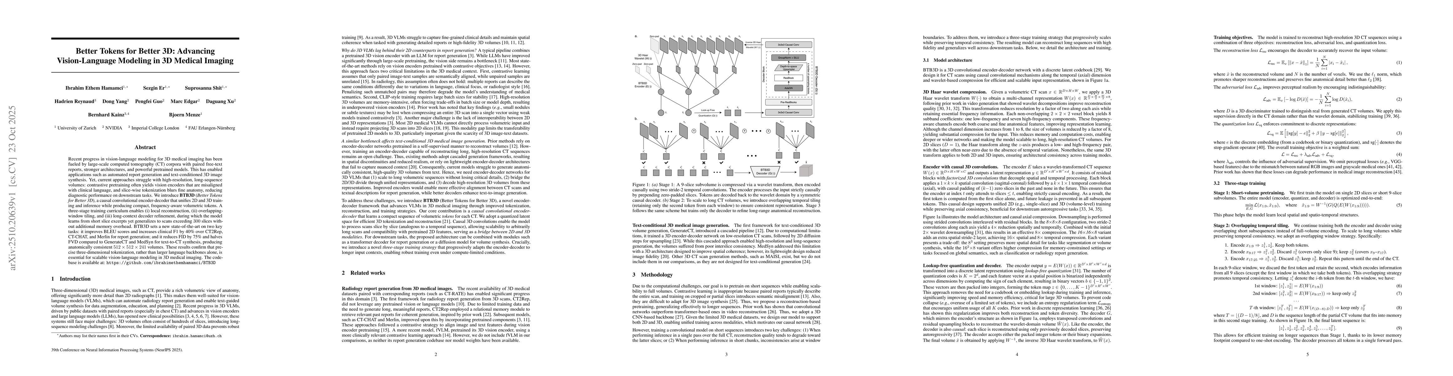 Thumbnail for Better Tokens for Better 3D: Advancing Vision-Language Modeling in 3D
  Medical Imaging