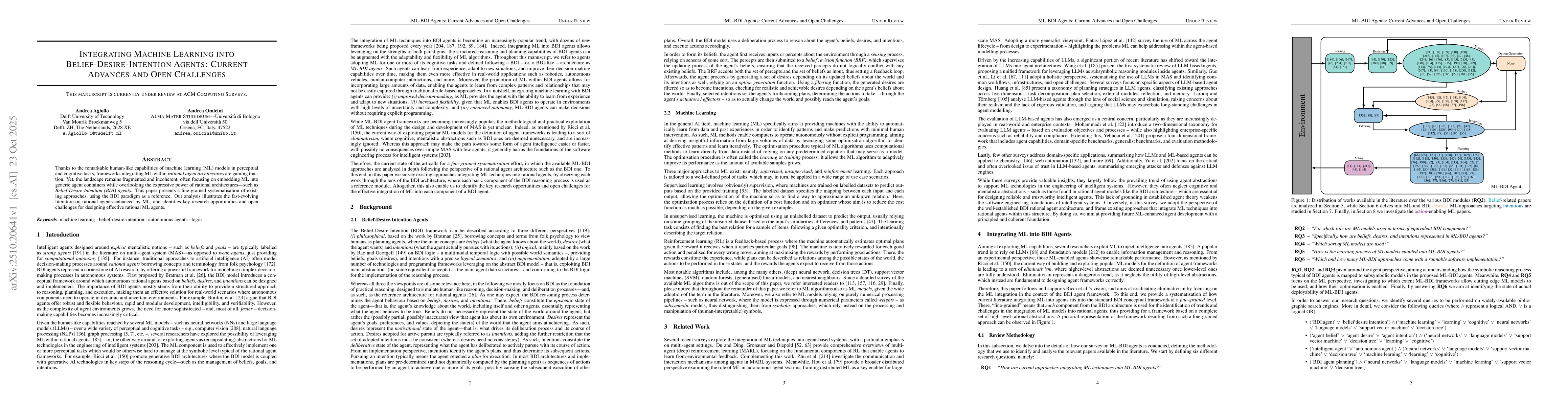 Thumbnail for Integrating Machine Learning into Belief-Desire-Intention Agents:
  Current Advances and Open Challenges