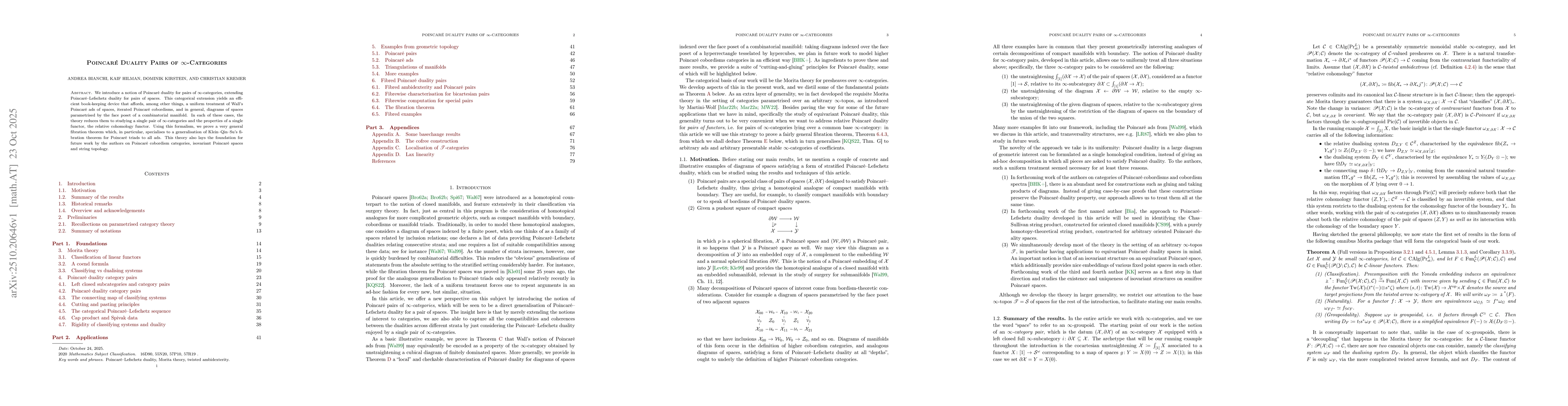 Thumbnail for Poincaré Duality Pairs of $\infty$-Categories