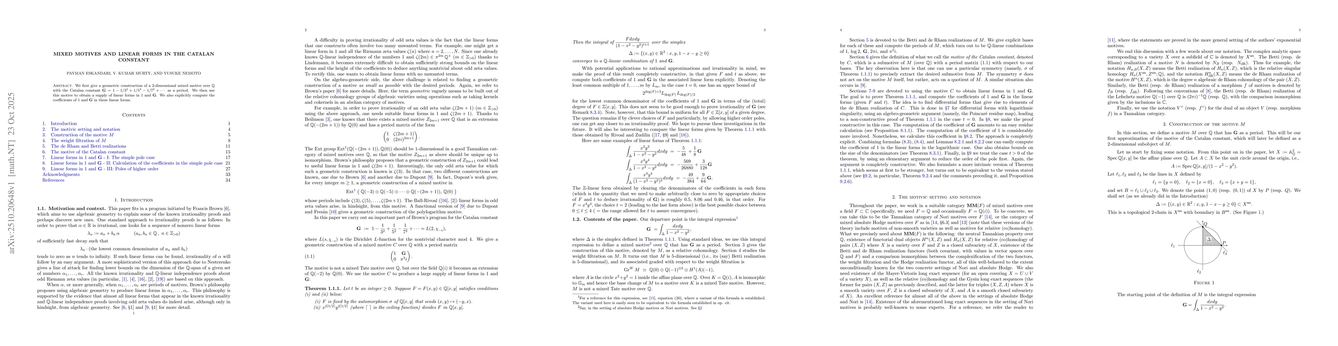 Thumbnail for Mixed motives and linear forms in the Catalan constant