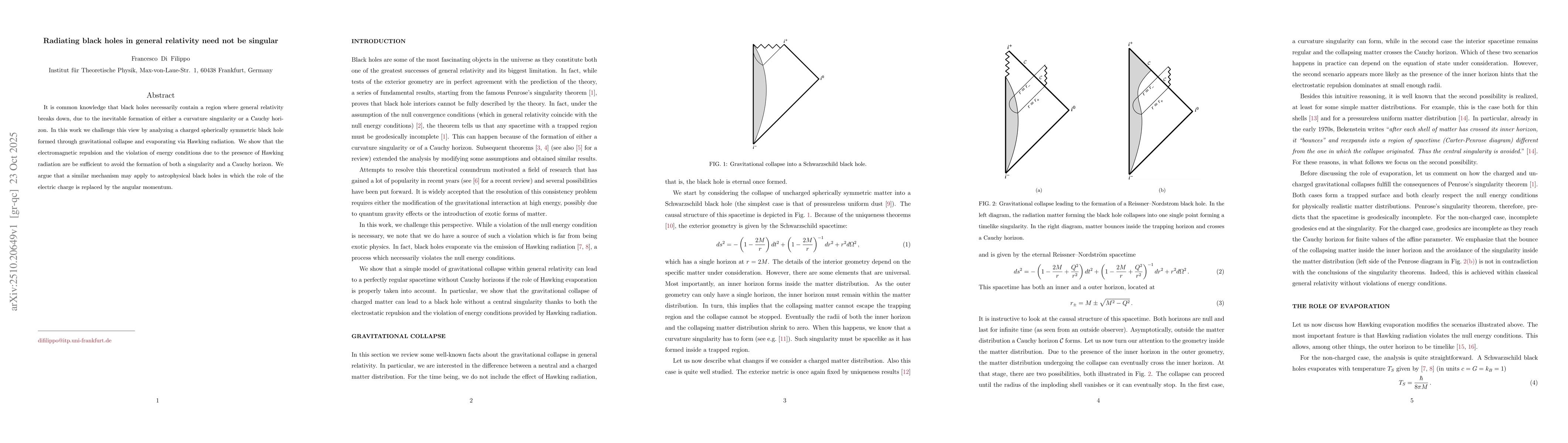 Thumbnail for Radiating black holes in general relativity need not be singular