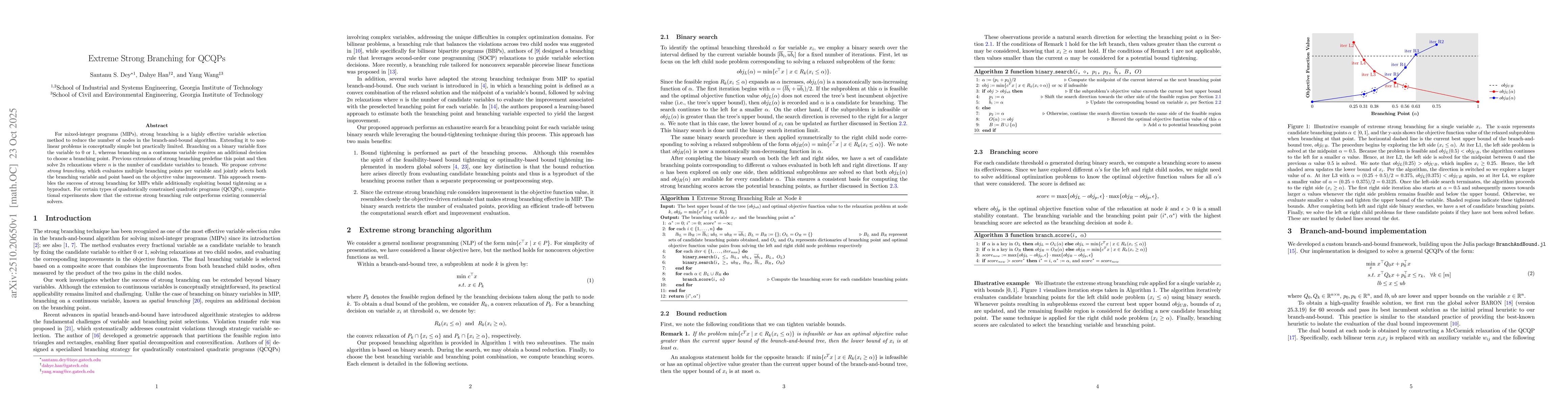 Thumbnail for Extreme Strong Branching for QCQPs