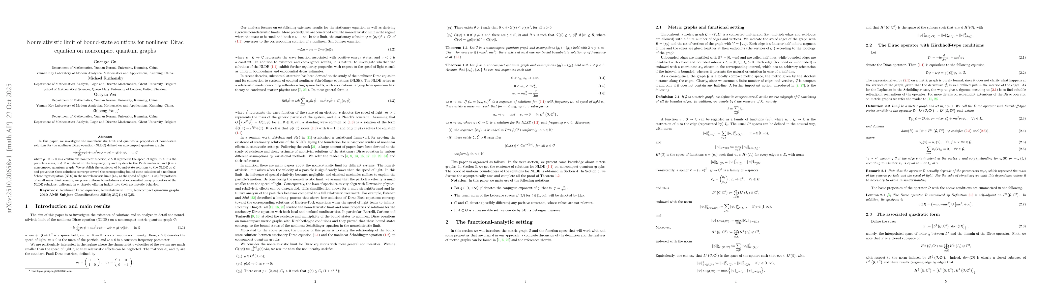 Thumbnail for Nonrelativistic limit of bound-state solutions for nonlinear Dirac
  equation on noncompact quantum graphs