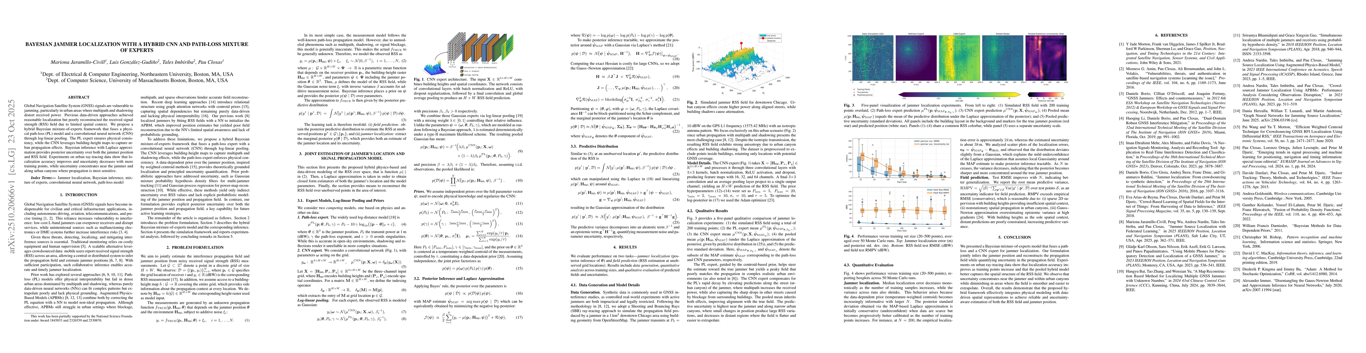Thumbnail for Bayesian Jammer Localization with a Hybrid CNN and Path-Loss Mixture of
  Experts