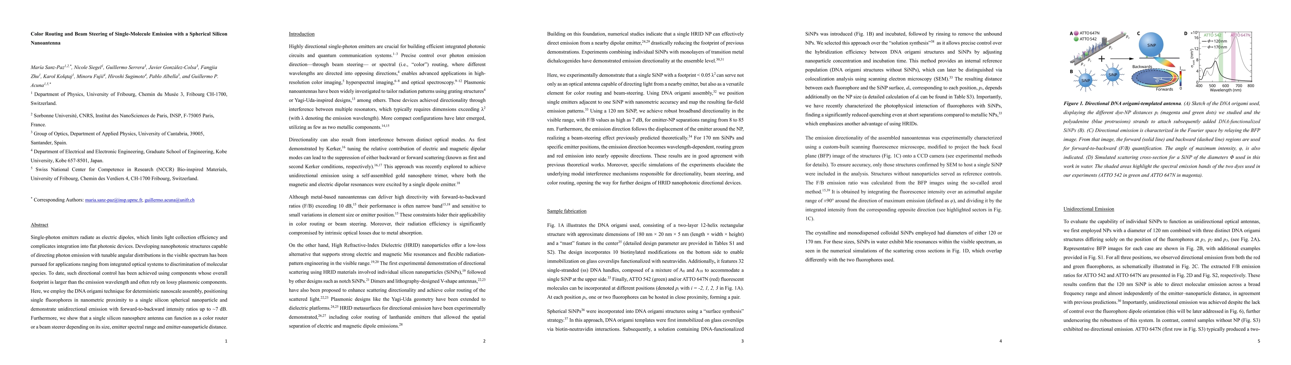 Thumbnail for Color Routing and Beam Steering of Single-Molecule Emission with a
  Spherical Silicon Nanoantenna
