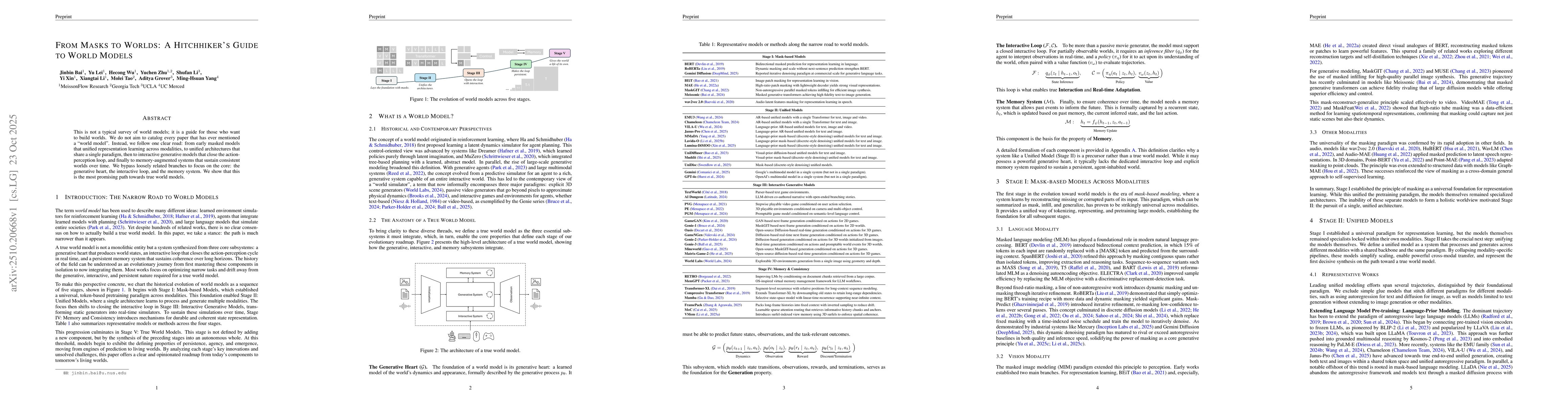 Thumbnail for From Masks to Worlds: A Hitchhiker's Guide to World Models