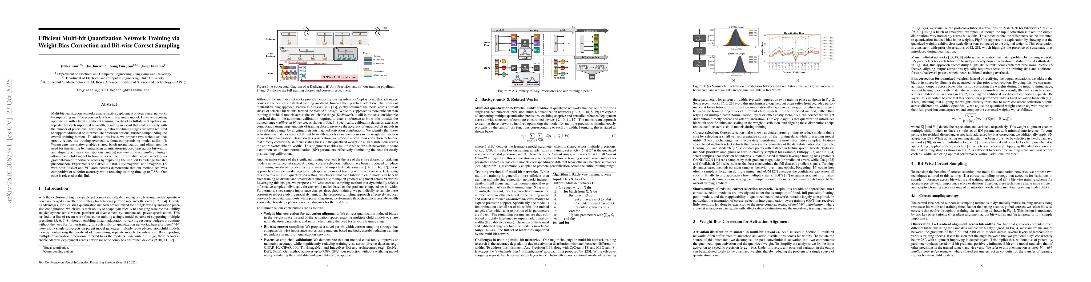 Thumbnail for Efficient Multi-bit Quantization Network Training via Weight Bias
  Correction and Bit-wise Coreset Sampling