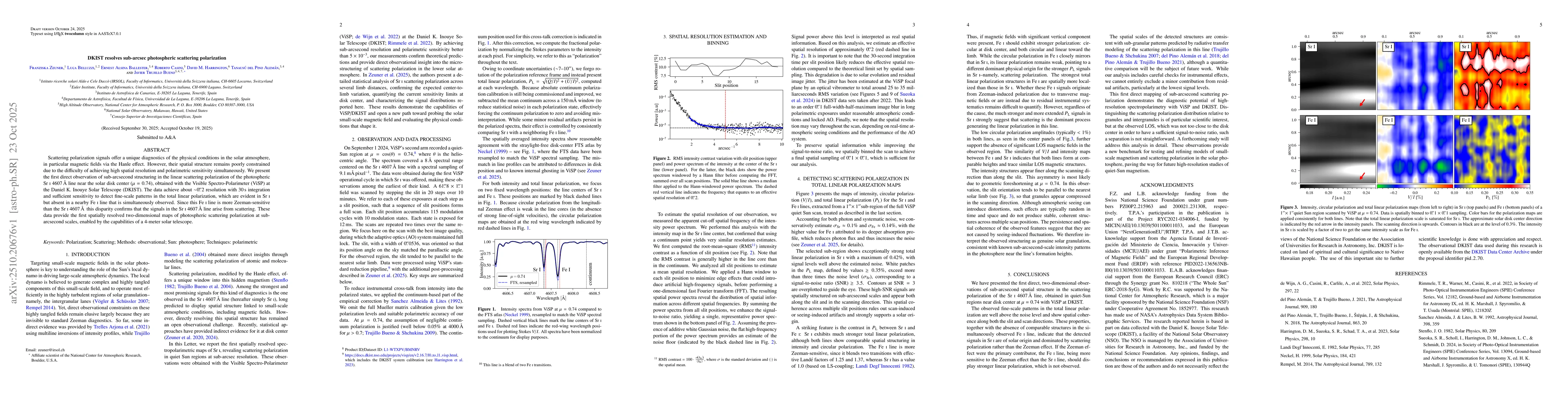 Thumbnail for DKIST resolves sub-arcsec photospheric scattering polarization