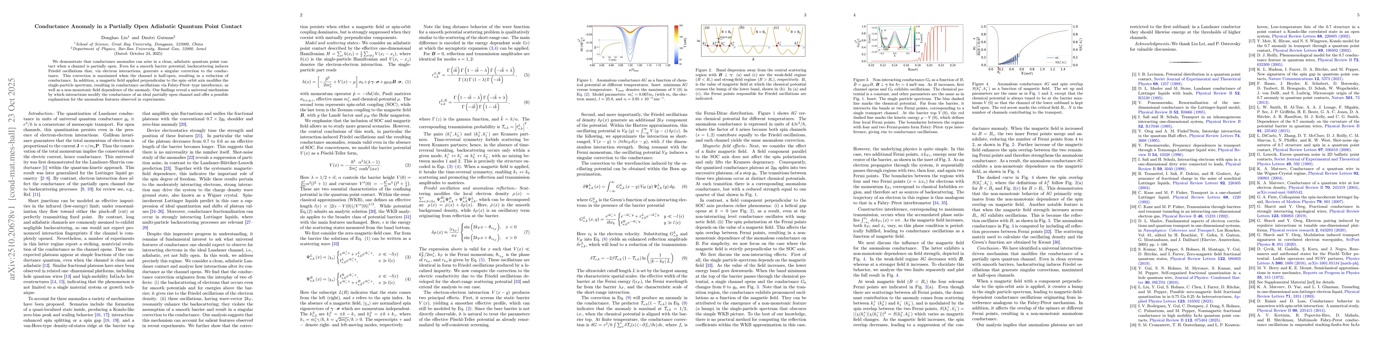 Thumbnail for Conductance Anomaly in a Partially Open Adiabatic Quantum Point Contact