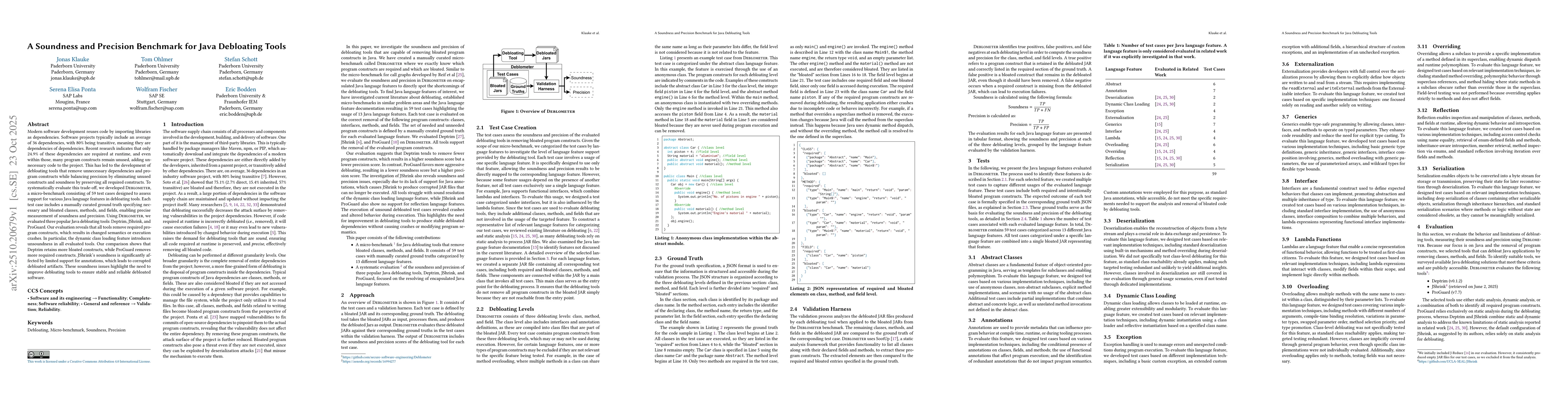 Thumbnail for A Soundness and Precision Benchmark for Java Debloating Tools