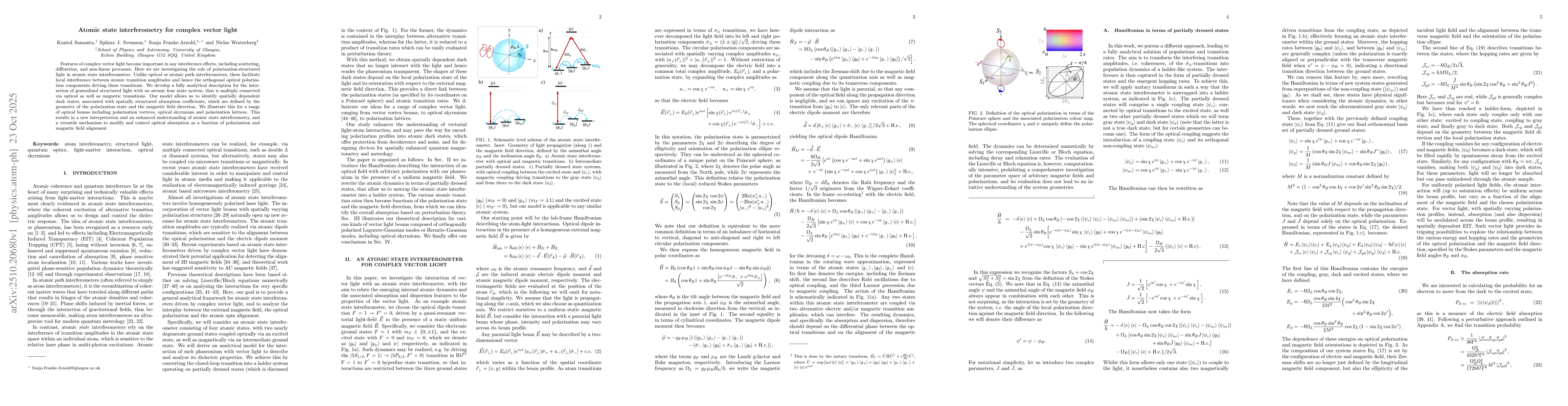 Thumbnail for Atomic state interferometry for complex vector light