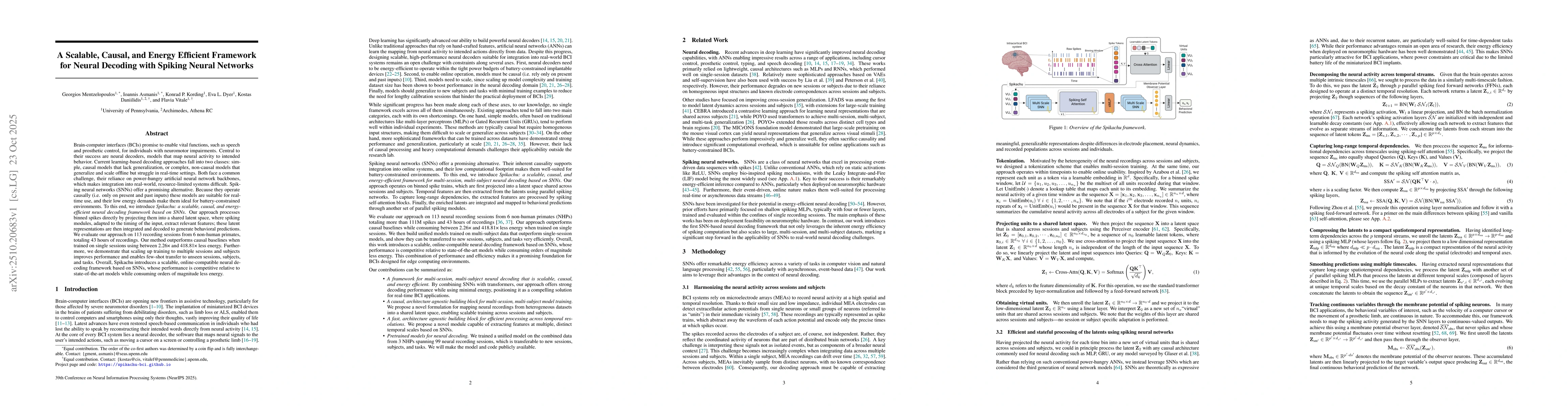 Thumbnail for A Scalable, Causal, and Energy Efficient Framework for Neural Decoding
  with Spiking Neural Networks