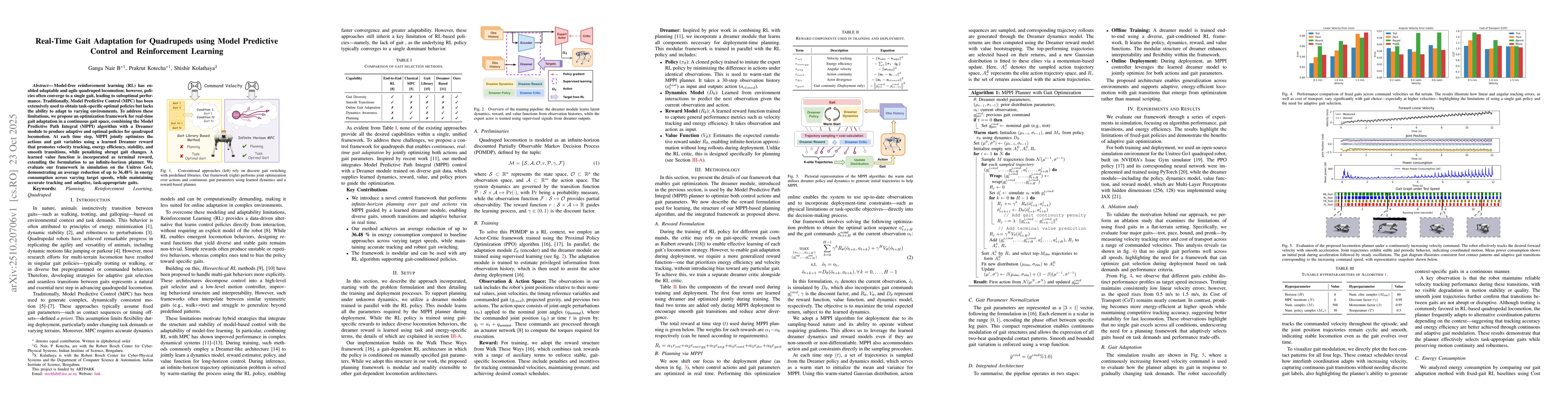 Thumbnail for Real-Time Gait Adaptation for Quadrupeds using Model Predictive Control
  and Reinforcement Learning
