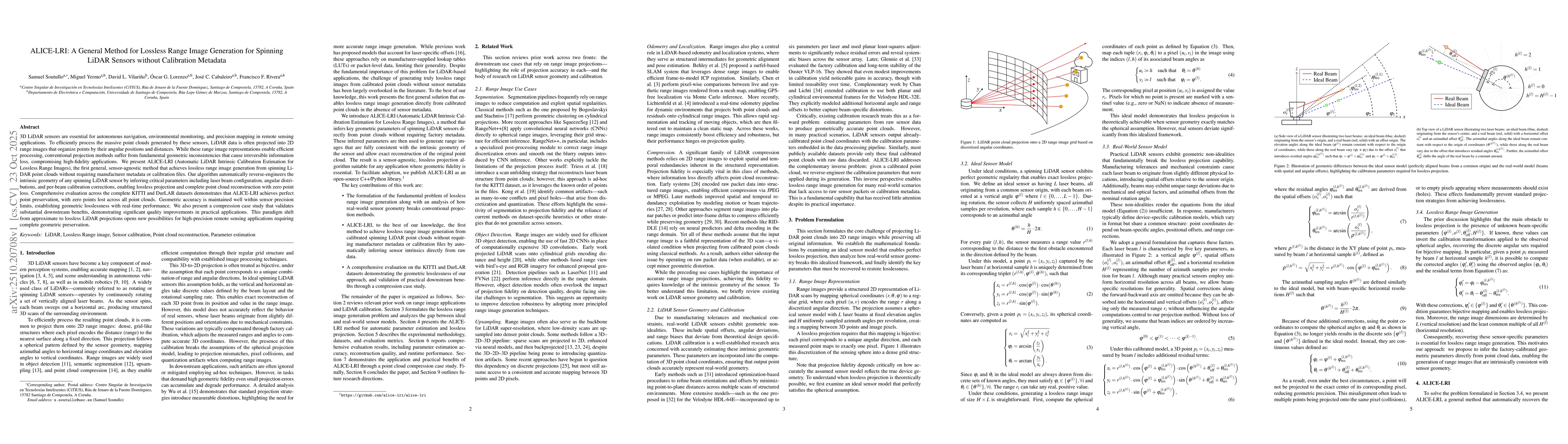 Thumbnail for ALICE-LRI: A General Method for Lossless Range Image Generation for
  Spinning LiDAR Sensors without Calibration Metadata
