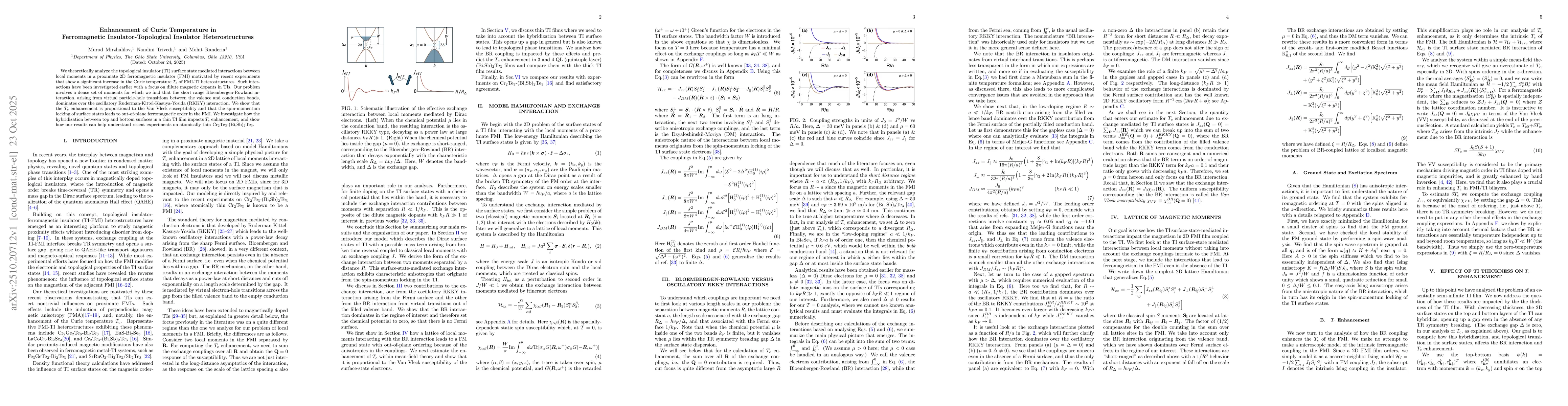 Thumbnail for Enhancement of Curie Temperature in Ferromagnetic Insulator-Topological
  Insulator Heterostructures