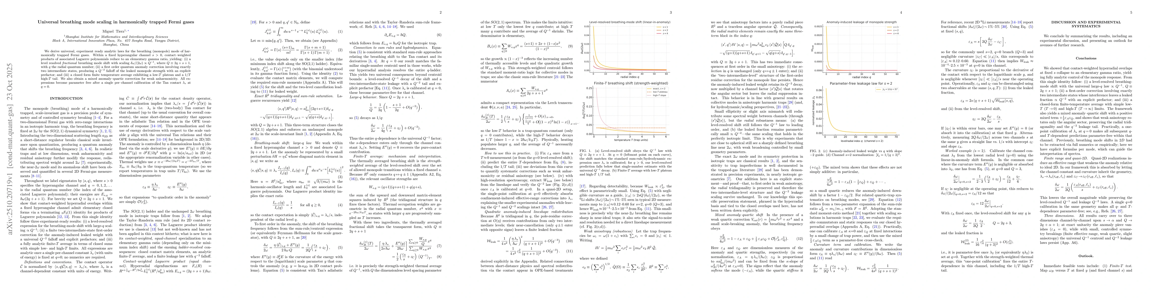 Thumbnail for Universal breathing mode scaling in harmonically trapped Fermi gases