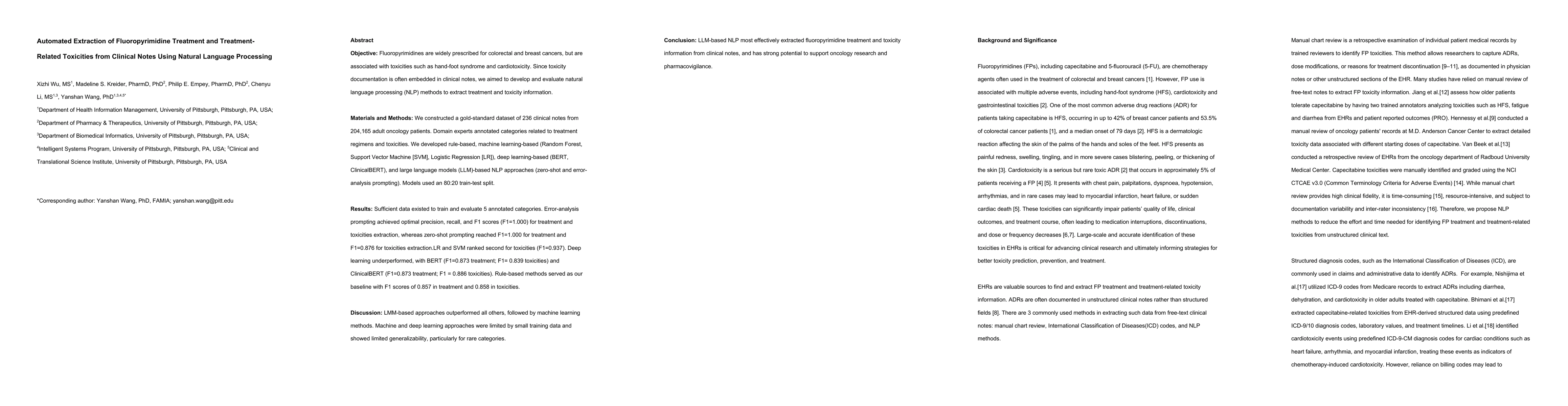 Thumbnail for Automated Extraction of Fluoropyrimidine Treatment and Treatment-Related
  Toxicities from Clinical Notes Using Natural Language Processing