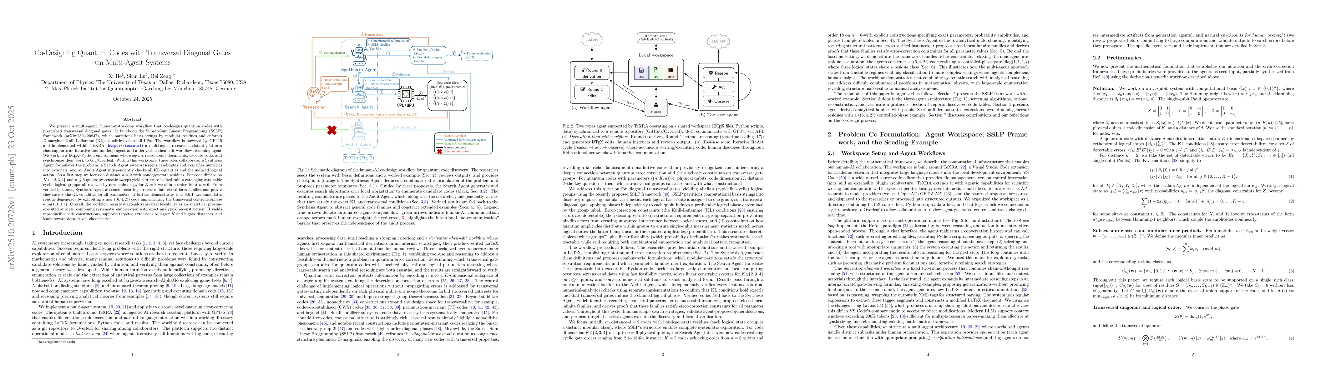 Thumbnail for Co-Designing Quantum Codes with Transversal Diagonal Gates via
  Multi-Agent Systems