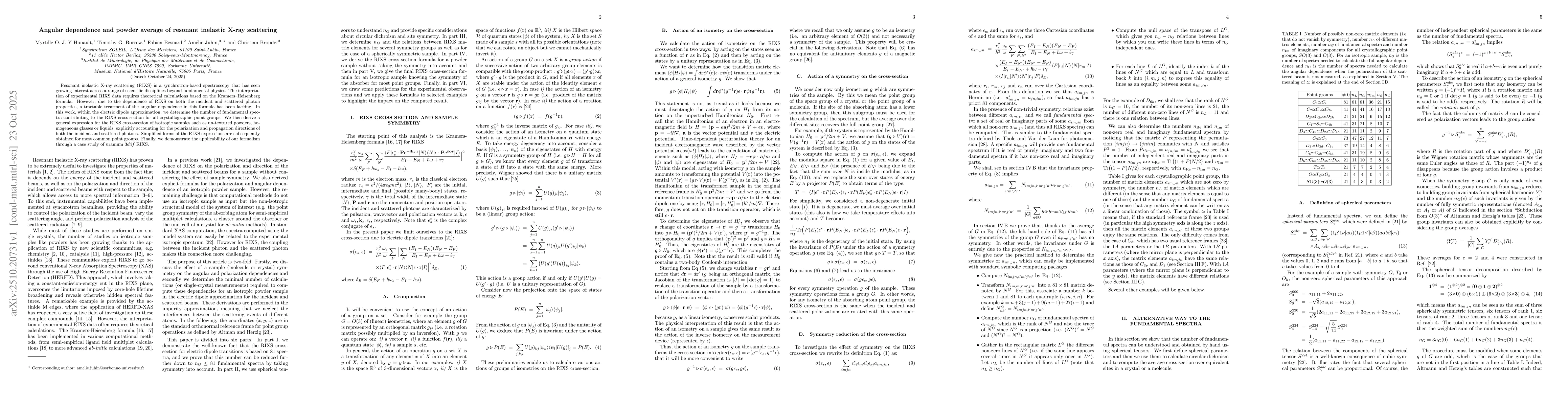 Thumbnail for Angular dependence and powder average of resonant inelastic X-ray
  scattering