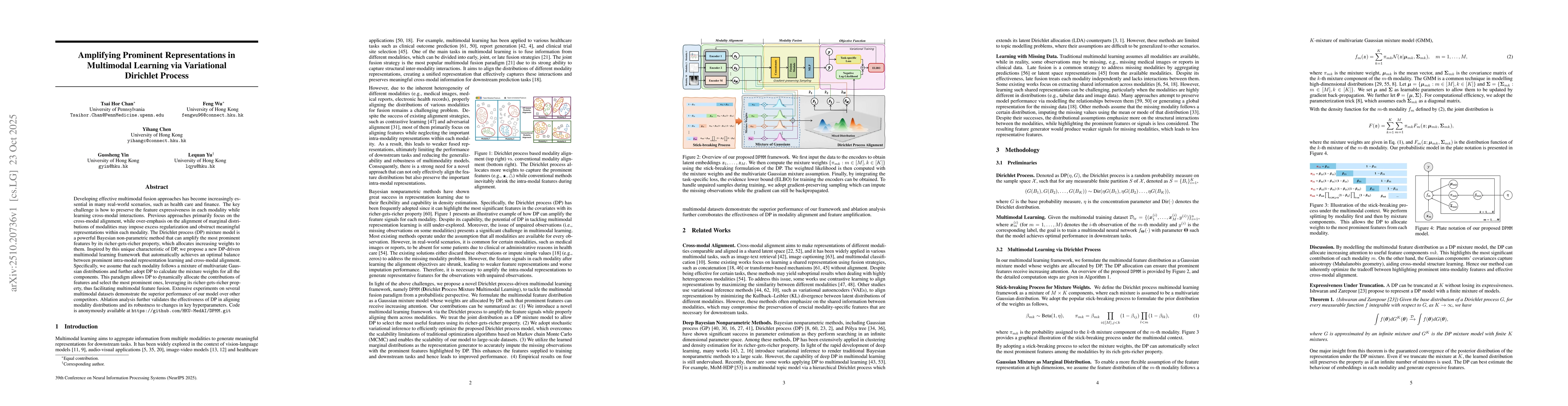 Thumbnail for Amplifying Prominent Representations in Multimodal Learning via
  Variational Dirichlet Process