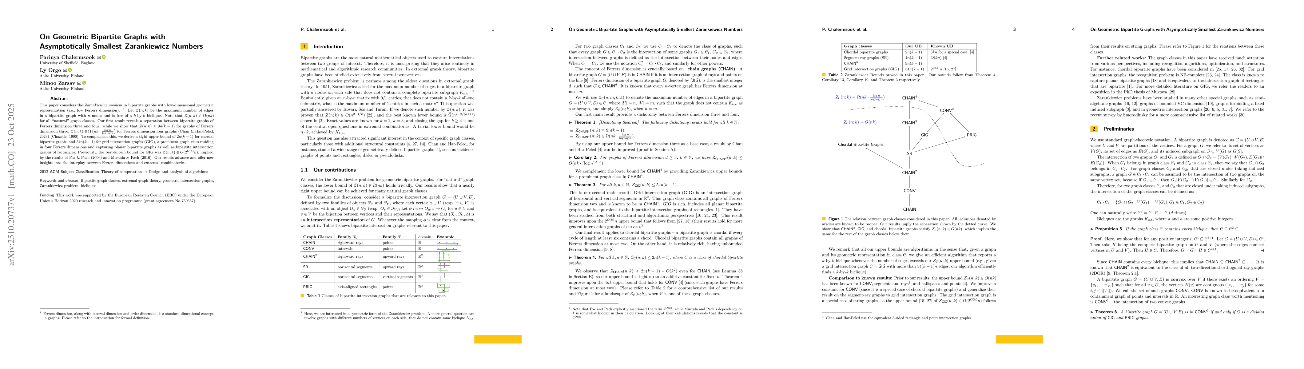 Thumbnail for On Geometric Bipartite Graphs with Asymptotically Smallest Zarankiewicz
  Numbers