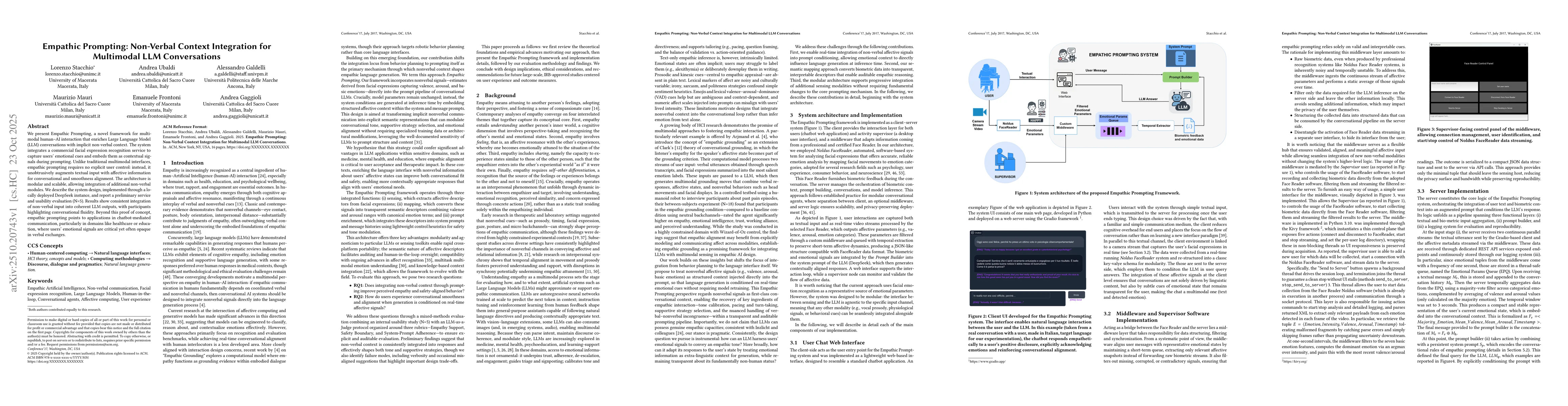 Thumbnail for Empathic Prompting: Non-Verbal Context Integration for Multimodal LLM
  Conversations