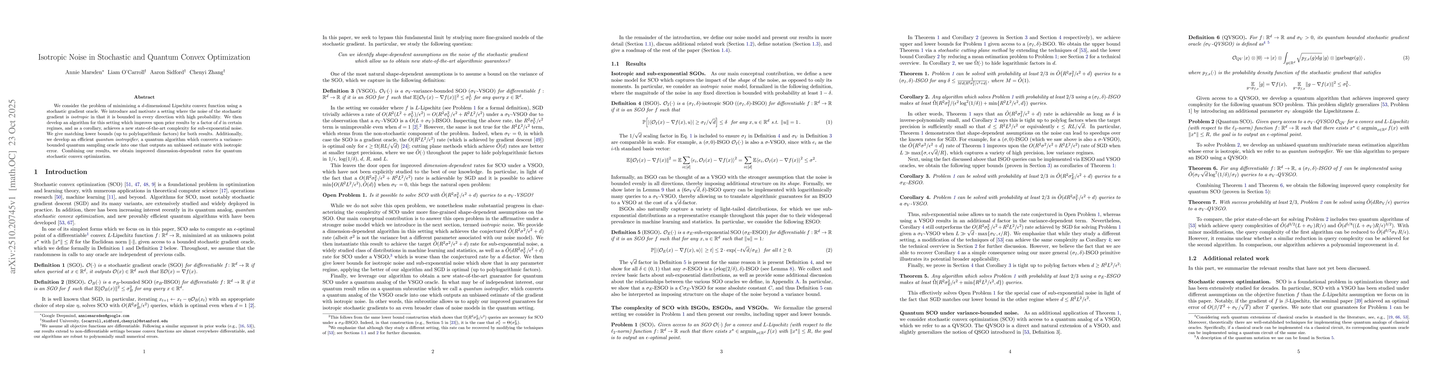 Thumbnail for Isotropic Noise in Stochastic and Quantum Convex Optimization