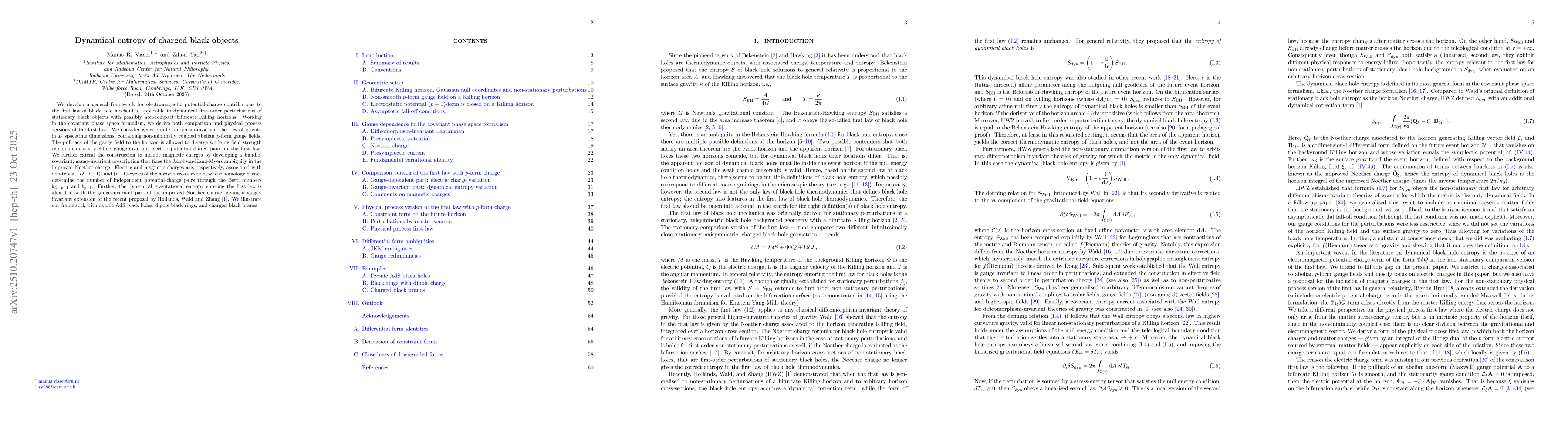 Thumbnail for Dynamical entropy of charged black objects