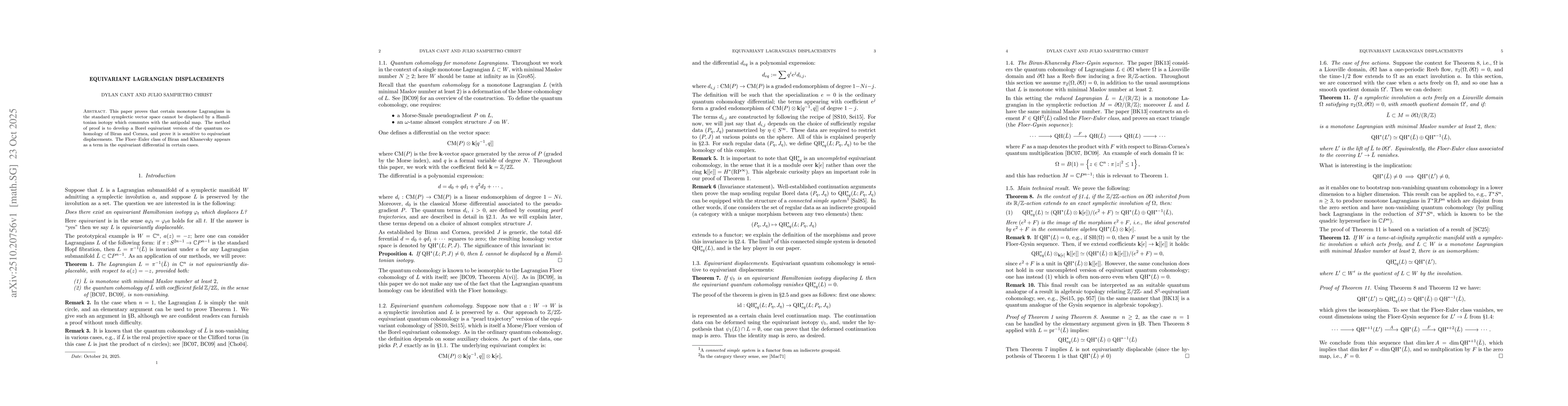 Thumbnail for Equivariant Lagrangian displacements