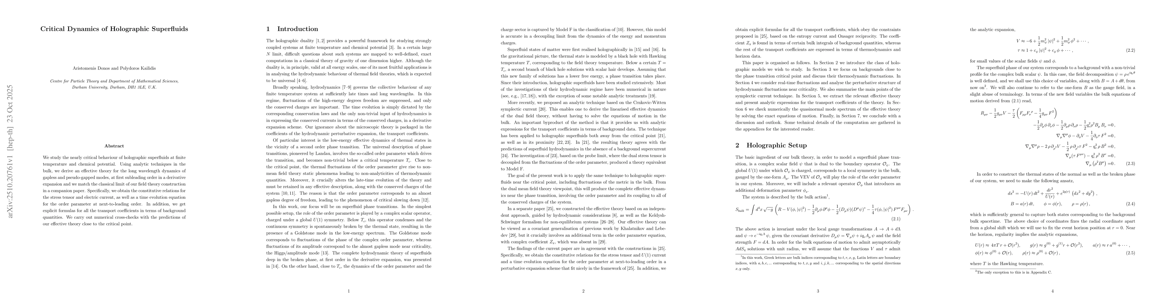 Thumbnail for Critical Dynamics of Holographic Superfluids