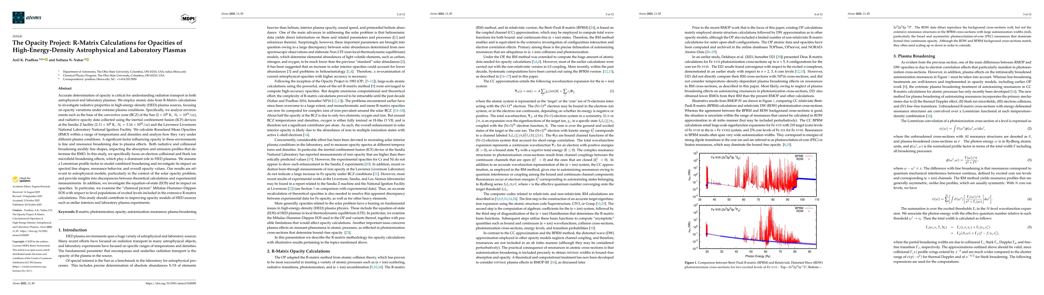 Thumbnail for The Opacity Project: R-Matrix Calculations for Opacities of
  High-Energy-Density Astrophysical and Laboratory Plasmas