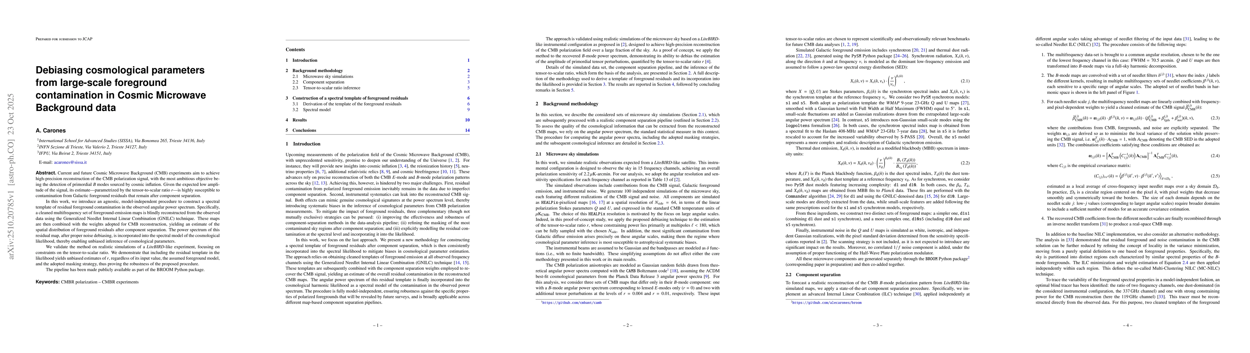 Thumbnail for Debiasing cosmological parameters from large-scale foreground
  contamination in Cosmic Microwave Background data
