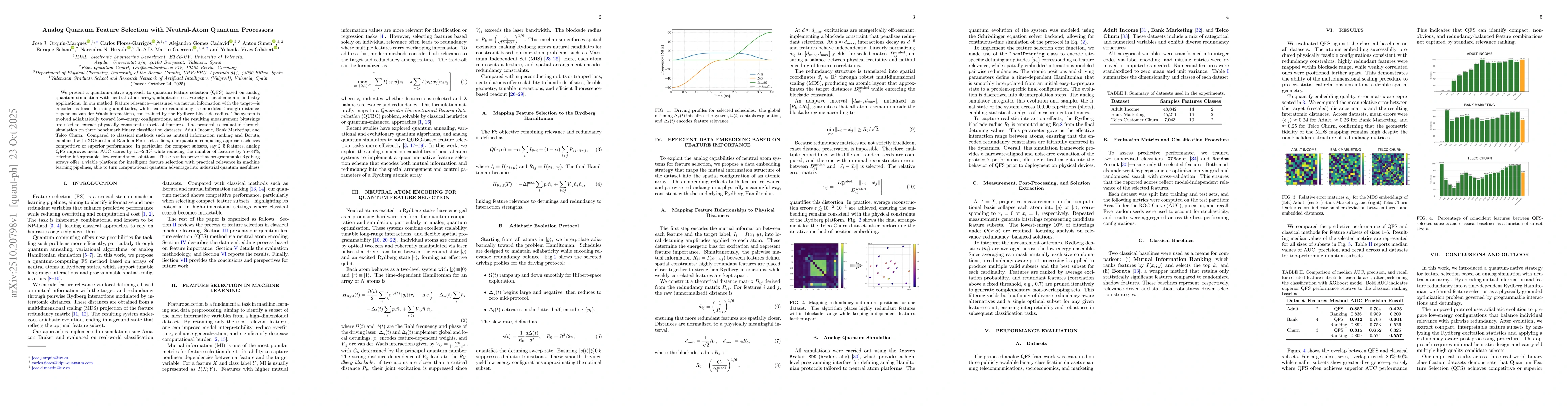 Thumbnail for Analog Quantum Feature Selection with Neutral-Atom Quantum Processors