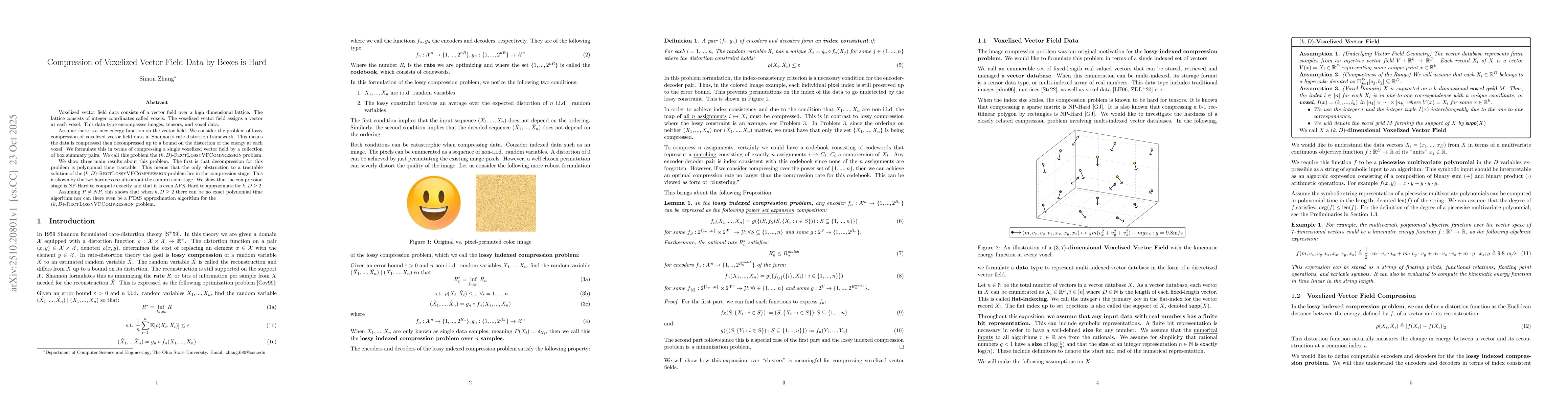 Thumbnail for Compression of Voxelized Vector Field Data by Boxes is Hard