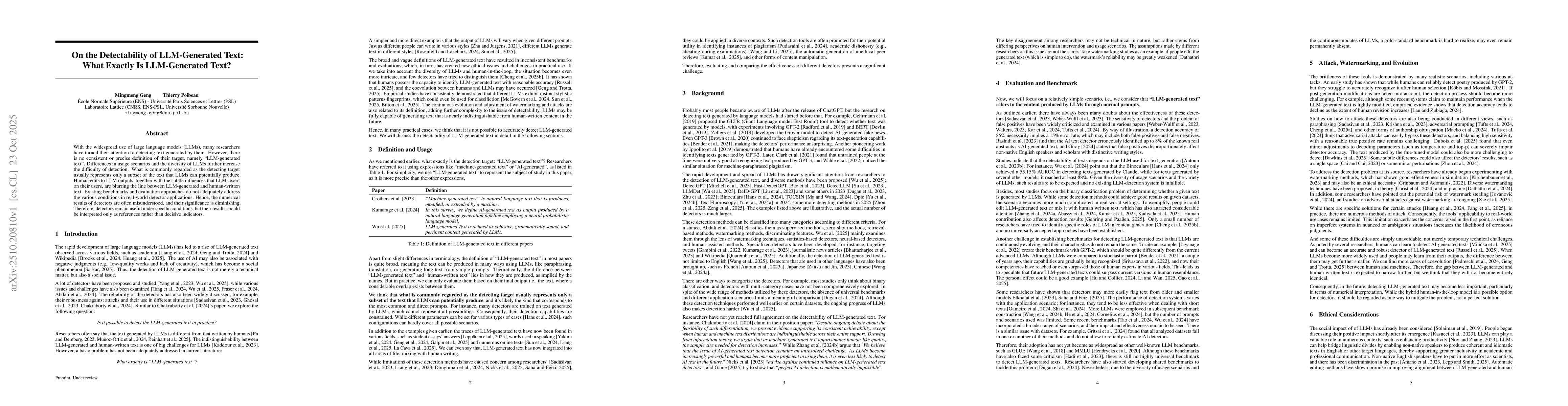 Thumbnail for On the Detectability of LLM-Generated Text: What Exactly Is
  LLM-Generated Text?