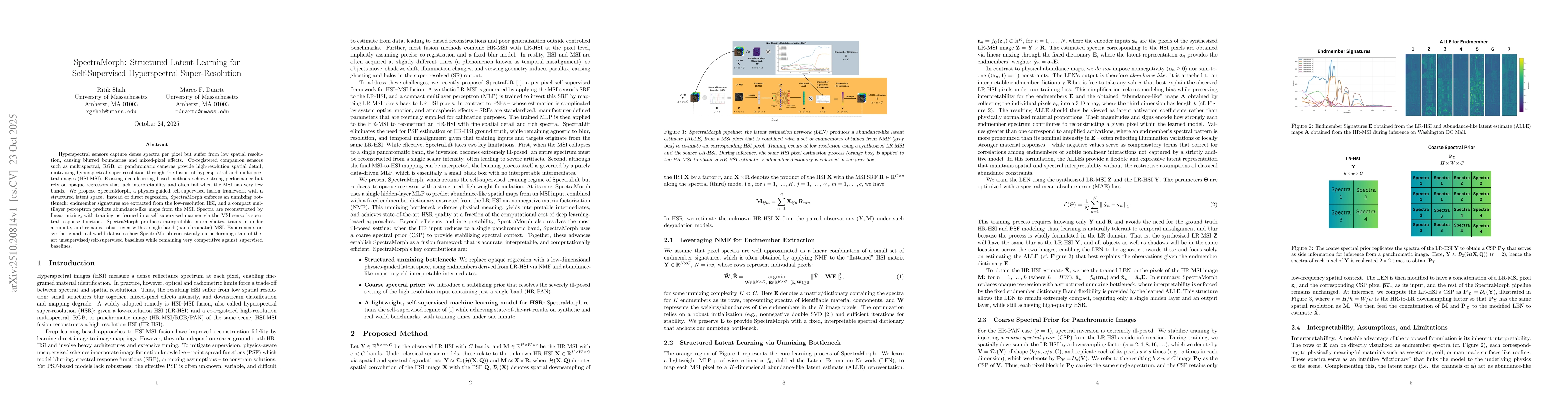Thumbnail for SpectraMorph: Structured Latent Learning for Self-Supervised
  Hyperspectral Super-Resolution