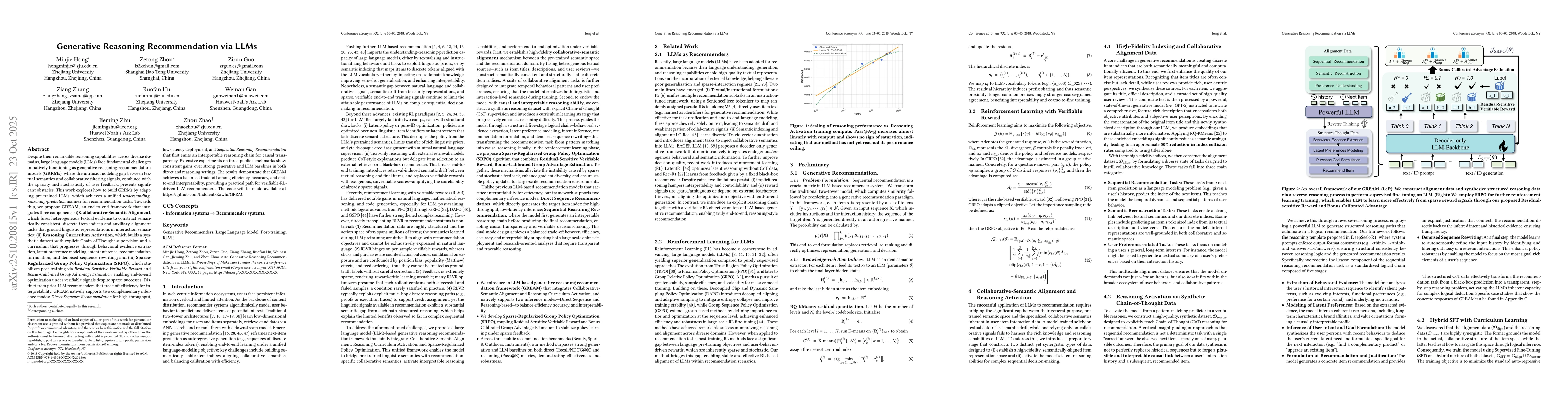 Thumbnail for Generative Reasoning Recommendation via LLMs