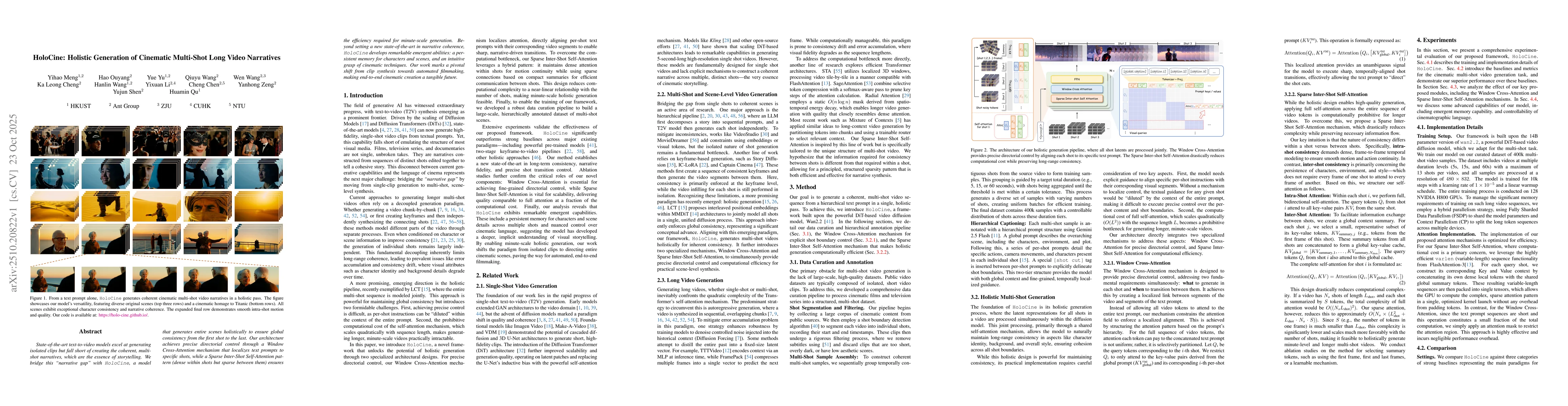 Thumbnail for HoloCine: Holistic Generation of Cinematic Multi-Shot Long Video
  Narratives