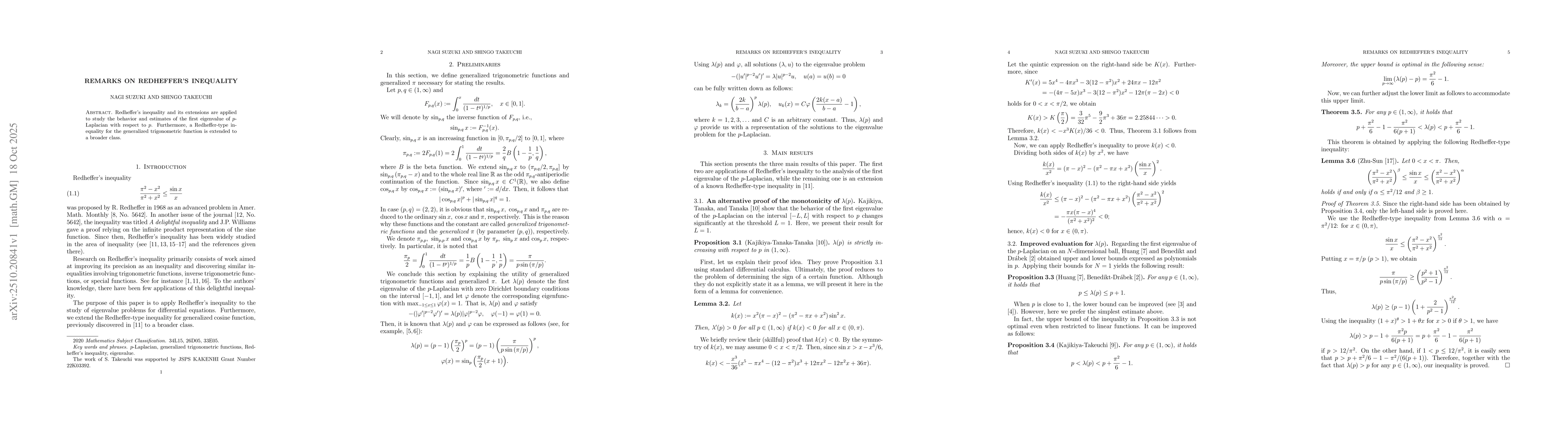 Thumbnail for Remarks on Redheffer's inequality