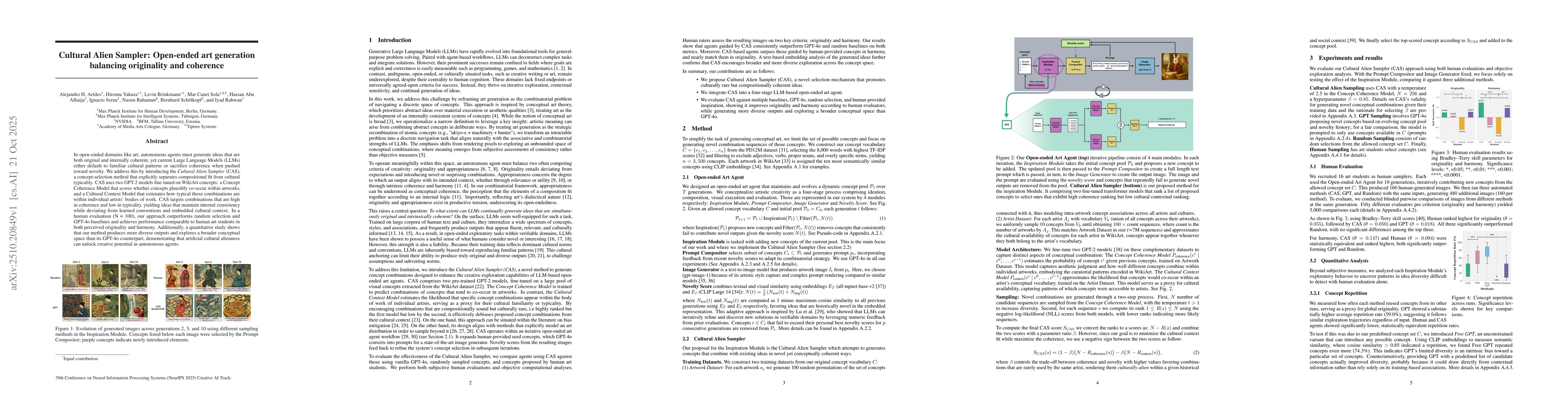 Thumbnail for Cultural Alien Sampler: Open-ended art generation balancing originality
  and coherence