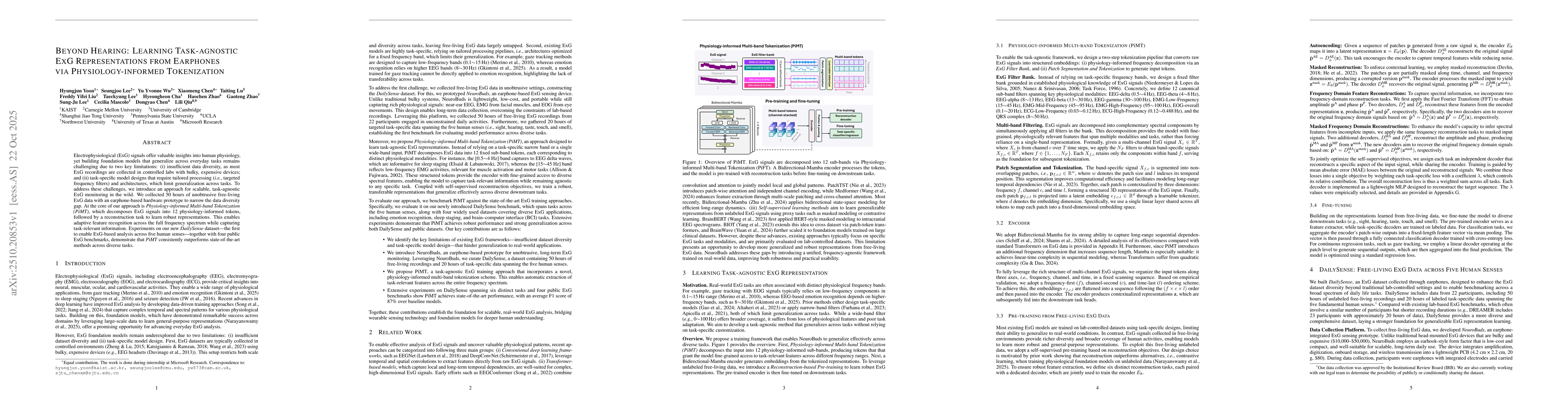 Thumbnail for Beyond Hearing: Learning Task-agnostic ExG Representations from
  Earphones via Physiology-informed Tokenization