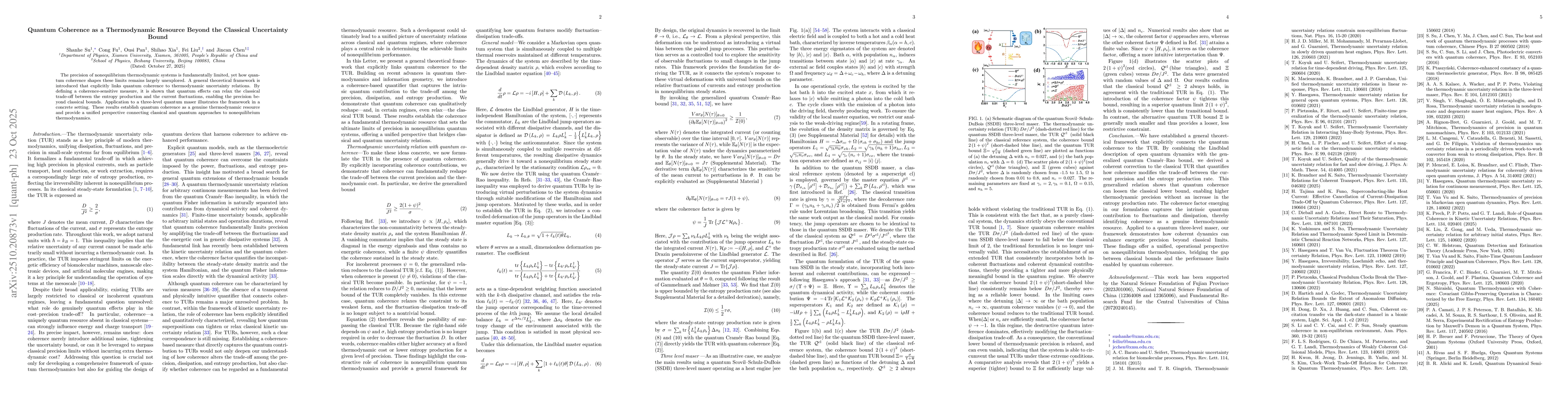 Thumbnail for Quantum Coherence as a Thermodynamic Resource Beyond the Classical
  Uncertainty Bound