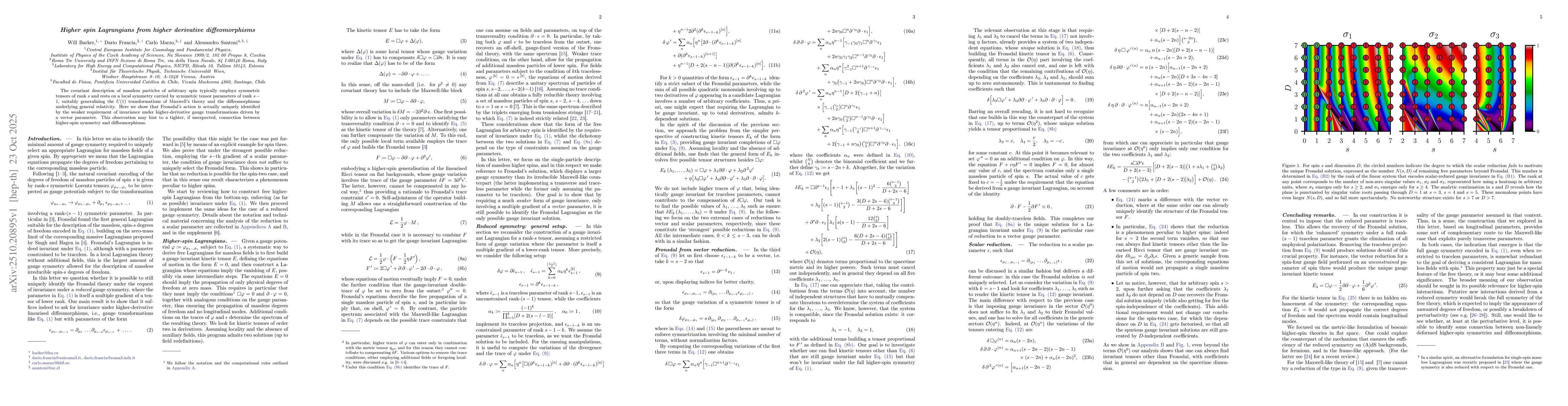 Thumbnail for Higher spin Lagrangians from higher derivative diffeomorphisms