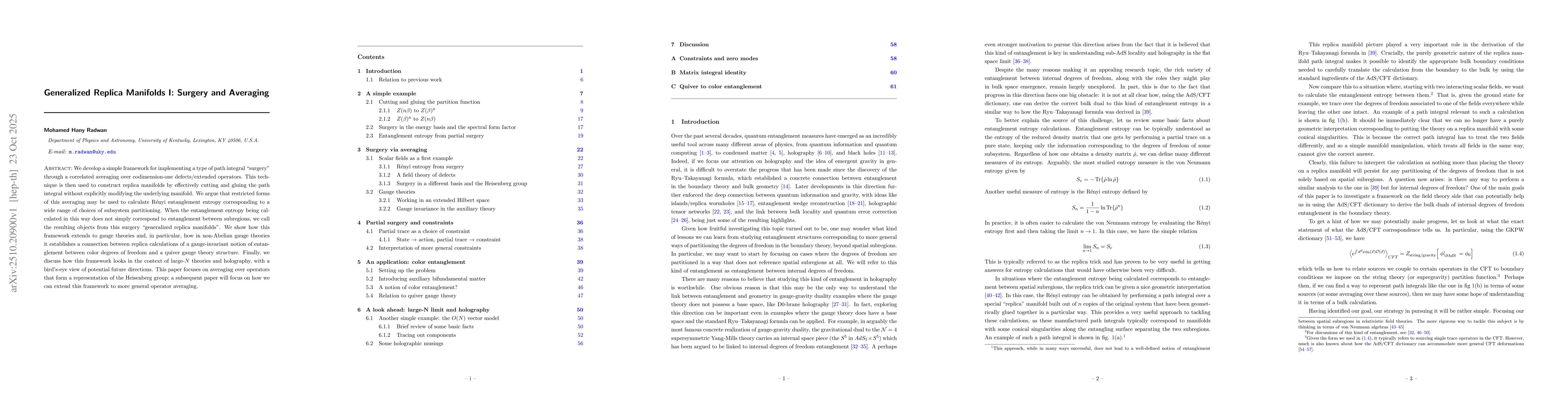 Thumbnail for Generalized Replica Manifolds I: Surgery and Averaging